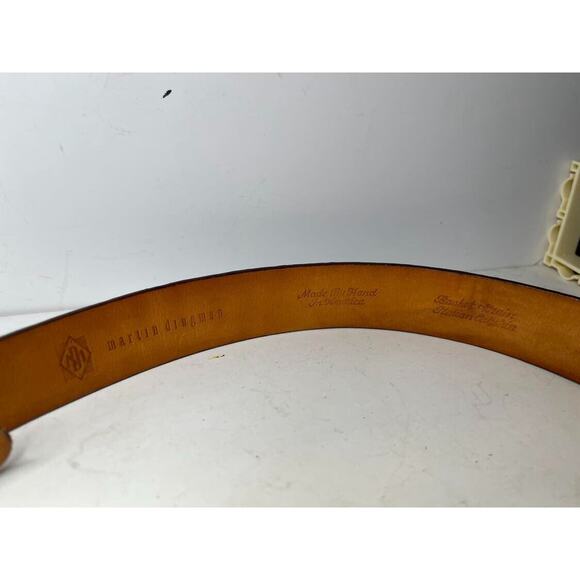 Martin Dingman Brown Leather Belt 90/36 Italian Calfskin Handmade Basket Grain - Picture 3 of 4